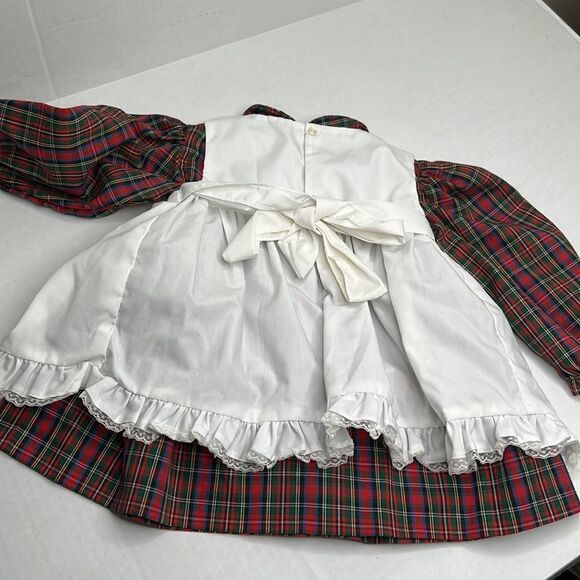 Petit Ami red Plaid dress white smocked embroidered pinafore Vintage size 2T EUC - Picture 8 of 14